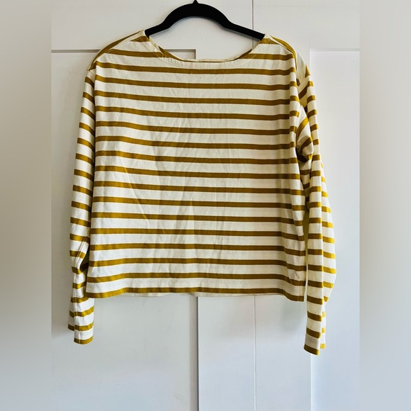 Everlane Women's Cream and White Striped Long Sleeve Top - Picture 2 of 6